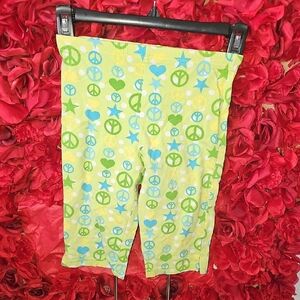 Okie Dokie Girls Colorful Peace Sign Capri Pajama Leggings Size 5